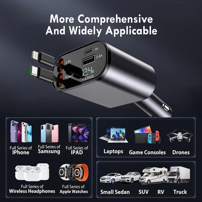 Relix 4 in 1 Retractable Car Charger